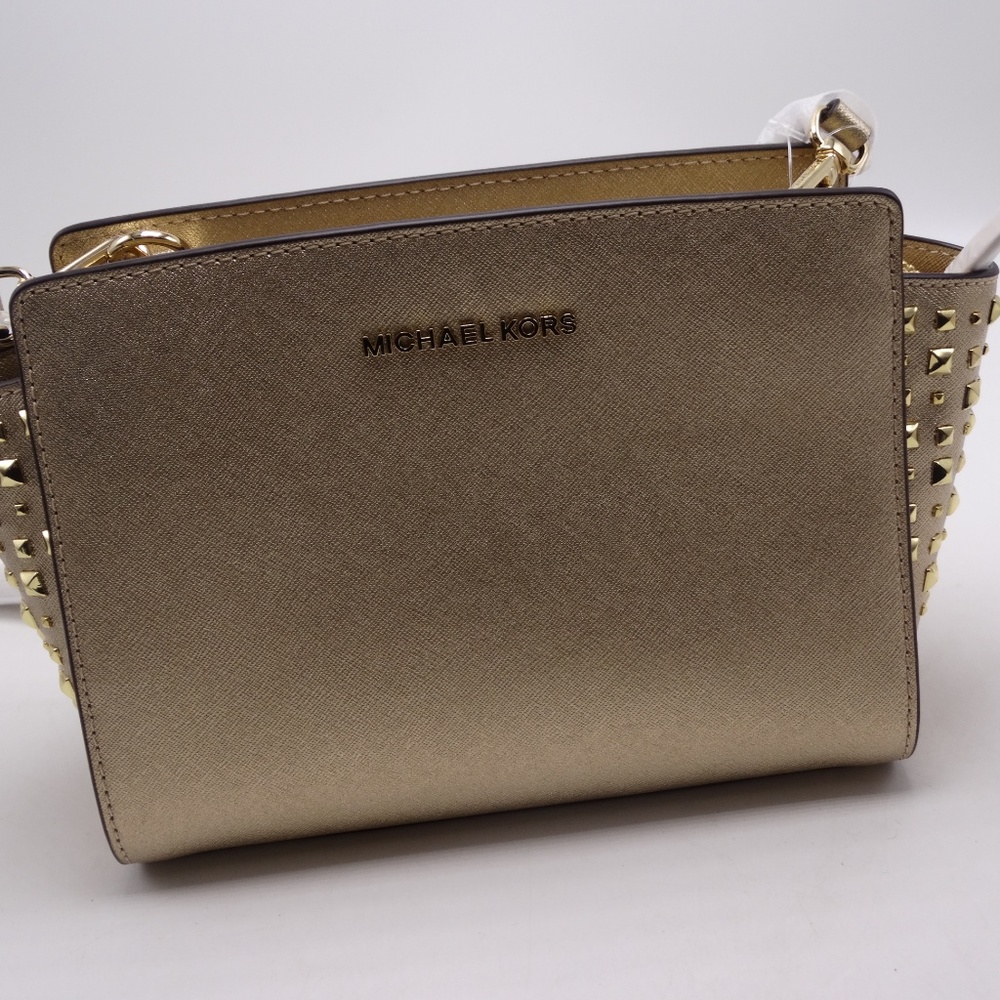 Michael Kors Selma Pale Gold studs MD Messenger - Picture 3 of 5
